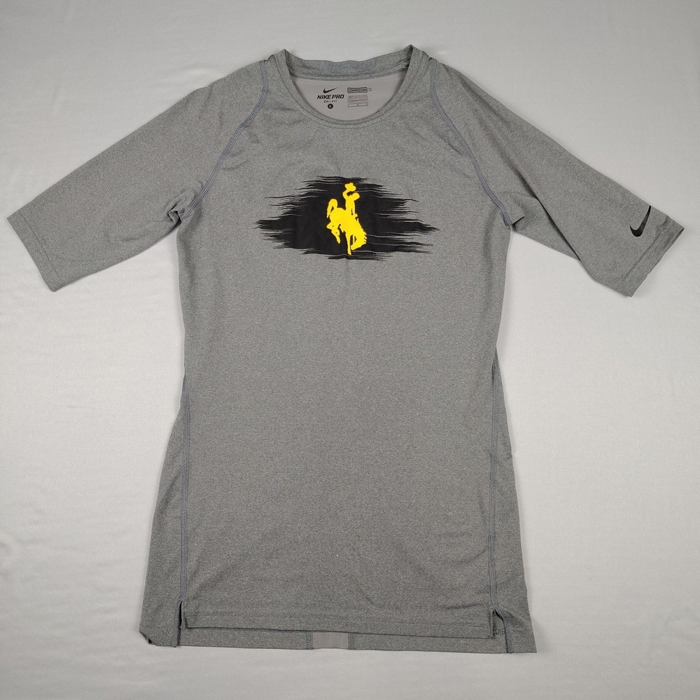 Nike Pro Wyoming Cowboys Shirt Men L Dri-Fit Compression NCAA Football Gray